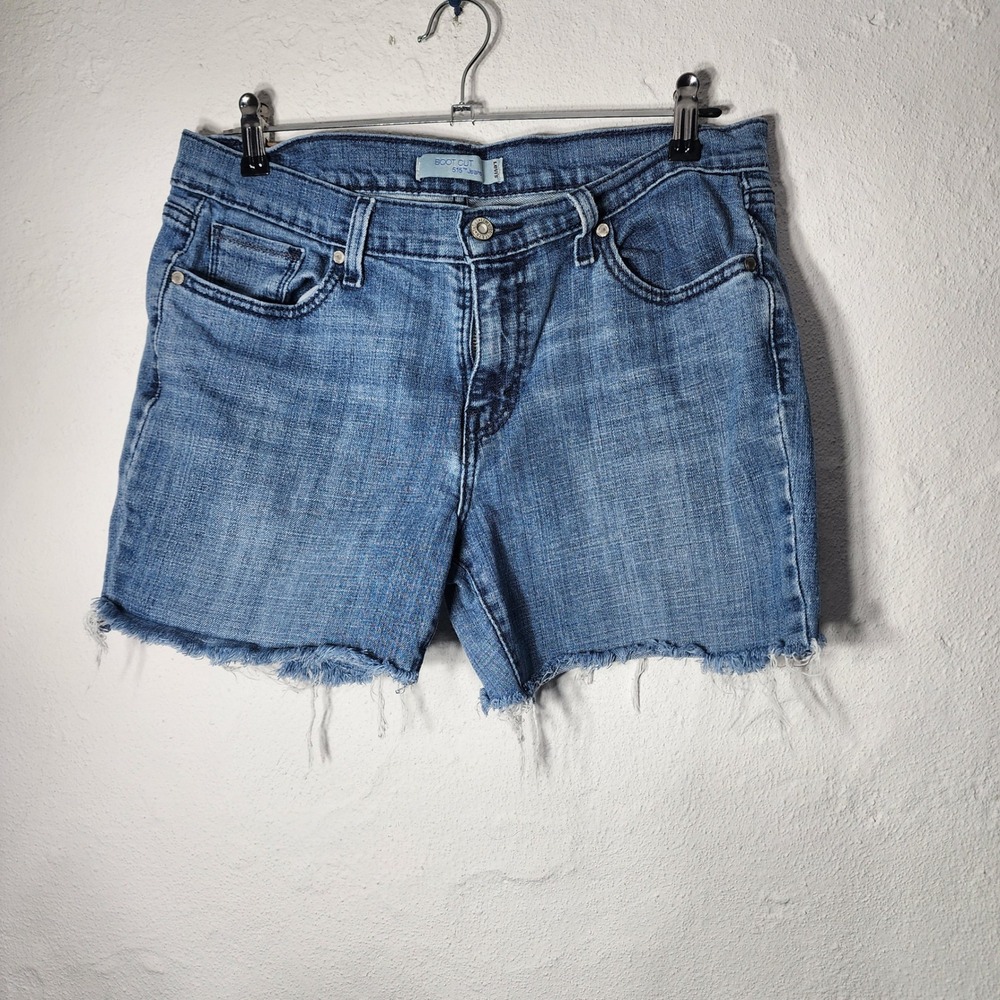 Levis 515 Denim Shorts 12M Blue Cotton Blend‎ Raw Hem Stretch Casual Medium Wash
